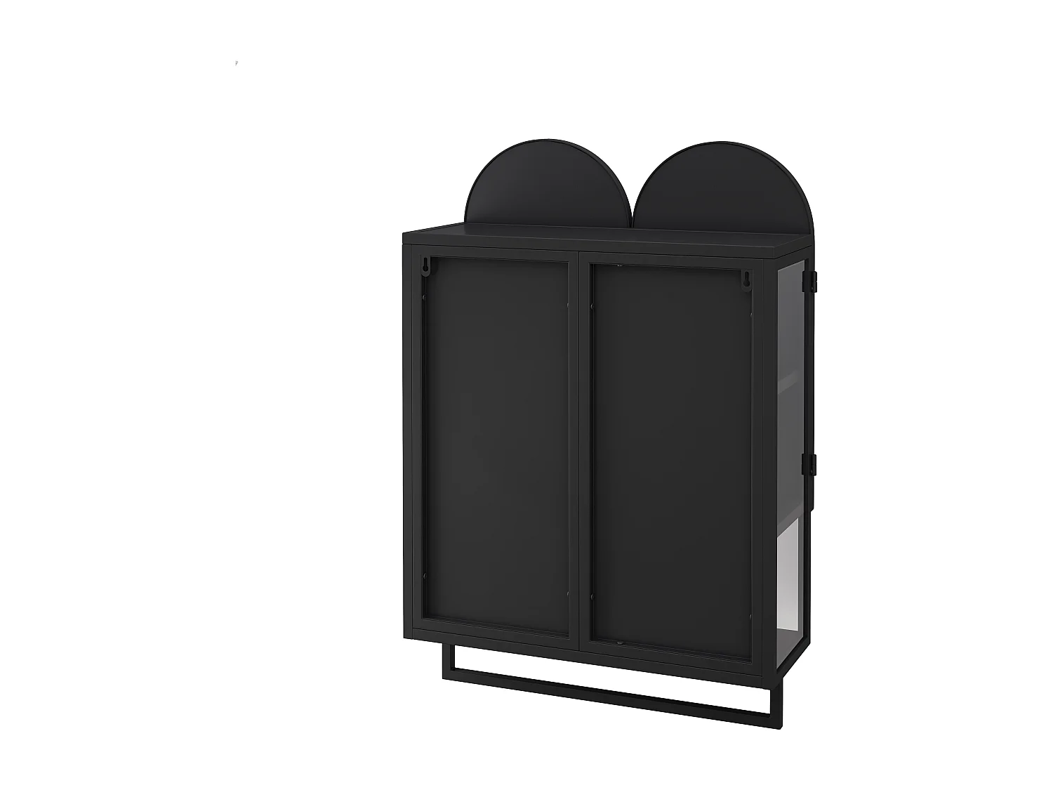 Armadio moderno a specchio a doppio arco, 2 ante, metallo e vetro temperato, nero (60x20x83cm)