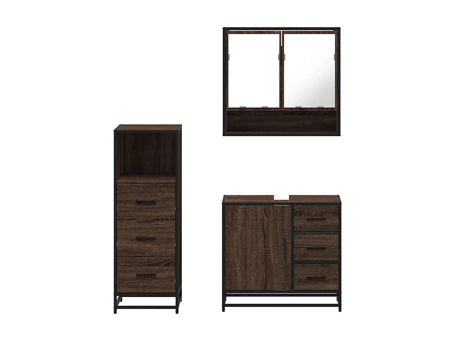 Ensemble de meubles de salle de bain 3 pcs Chêne marron