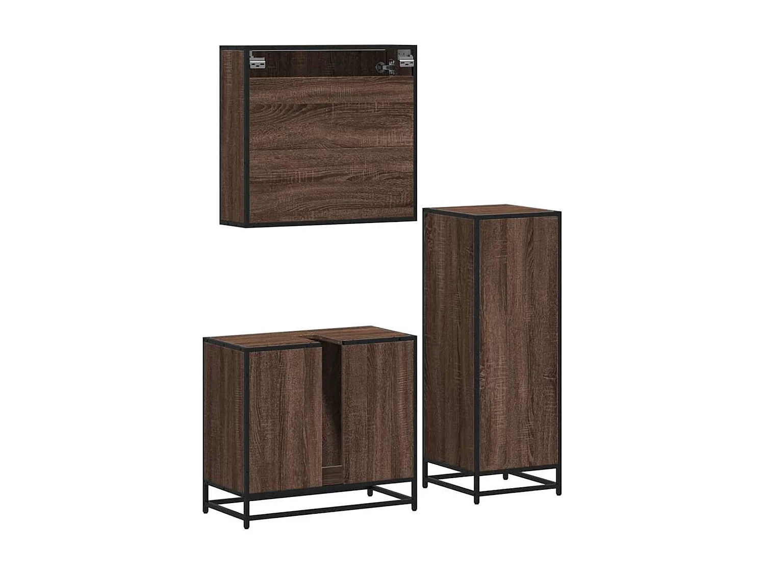 Ensemble de meubles de salle de bain 3 pcs Chêne marron