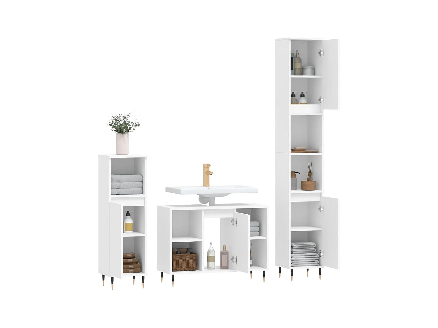 Ensemble de meubles salle de bain 3 pcs blanc bois d'ingénierie