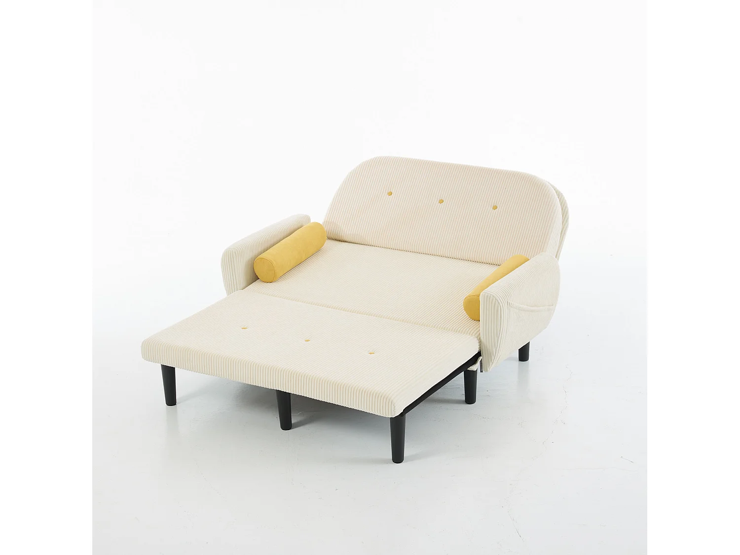 2-zits corduroy slaapbank, multifunctioneel met opbergruimte, ivoor (133,5x77x85 cm)