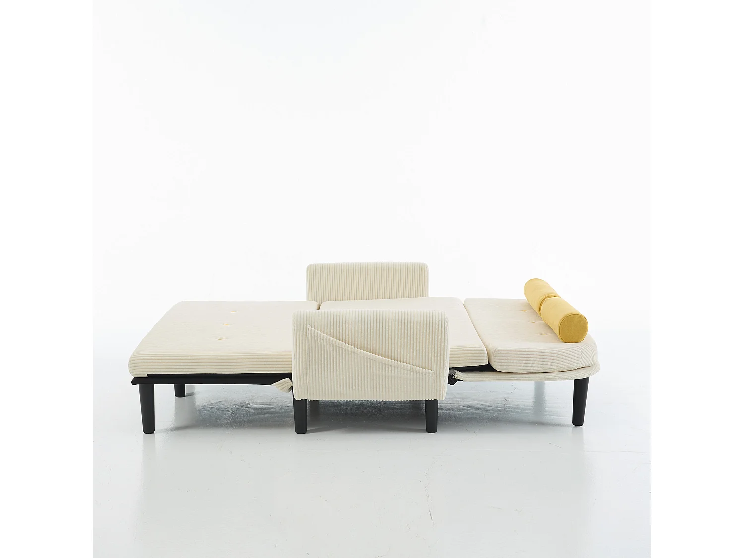 2-zits corduroy slaapbank, multifunctioneel met opbergruimte, ivoor (133,5x77x85 cm)