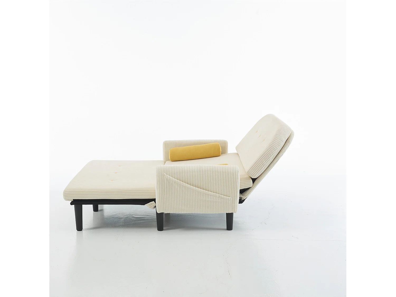 2-zits corduroy slaapbank, multifunctioneel met opbergruimte, ivoor (133,5x77x85 cm)