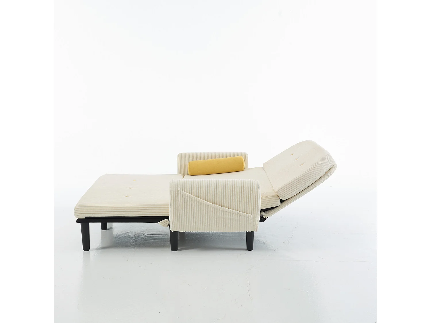 2-zits corduroy slaapbank, multifunctioneel met opbergruimte, ivoor (133,5x77x85 cm)