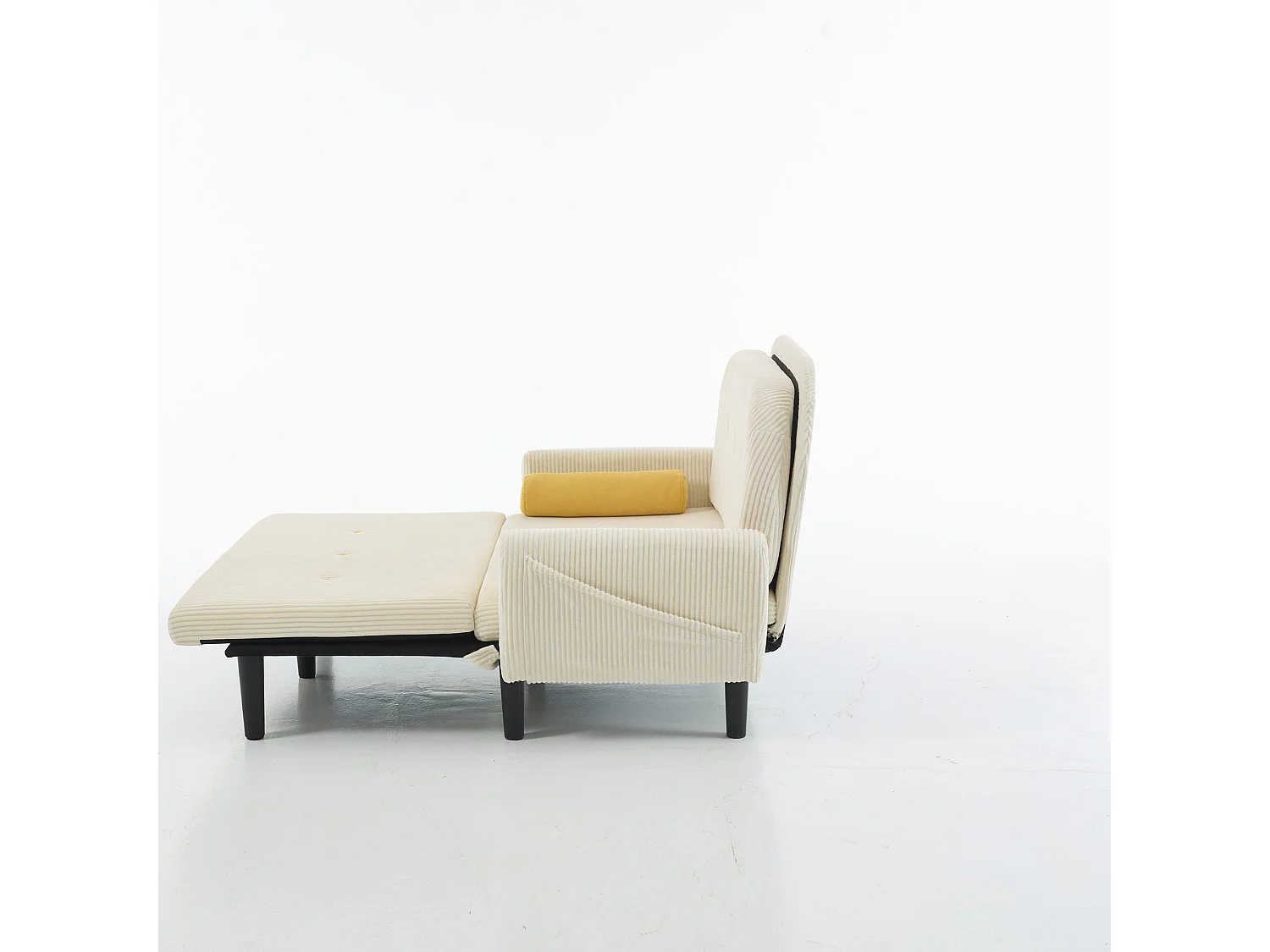 2-zits corduroy slaapbank, multifunctioneel met opbergruimte, ivoor (133,5x77x85 cm)