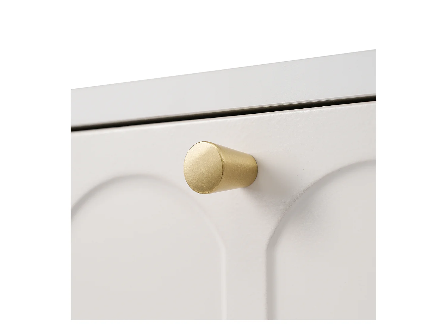 Coiffeuse avec 2 tiroirs, design élégant, bois et métal, blanc crème (100x76.5x45cm)