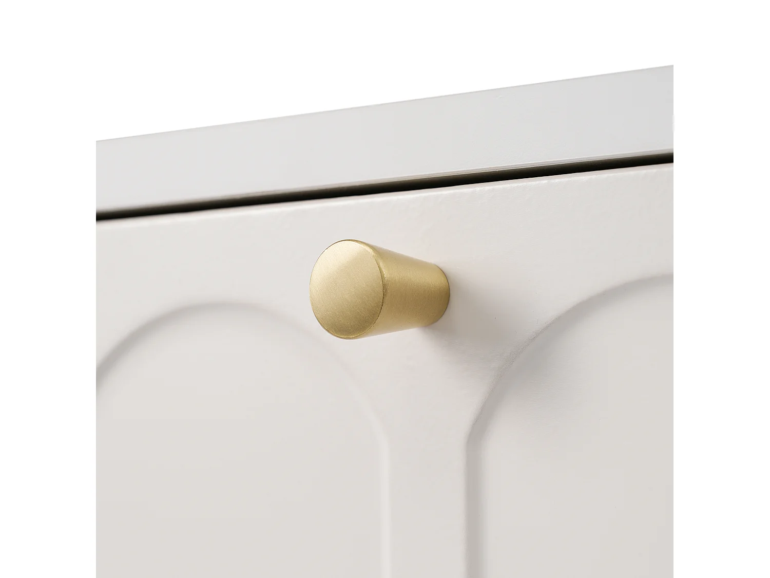 Toletta con 2 cassetti, design elegante, legno e metallo, bianco crema (100x76,5x45cm)