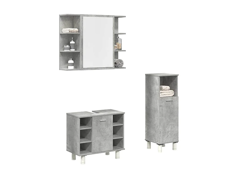 Set di mobili da bagno 3 pezzi grigio cemento