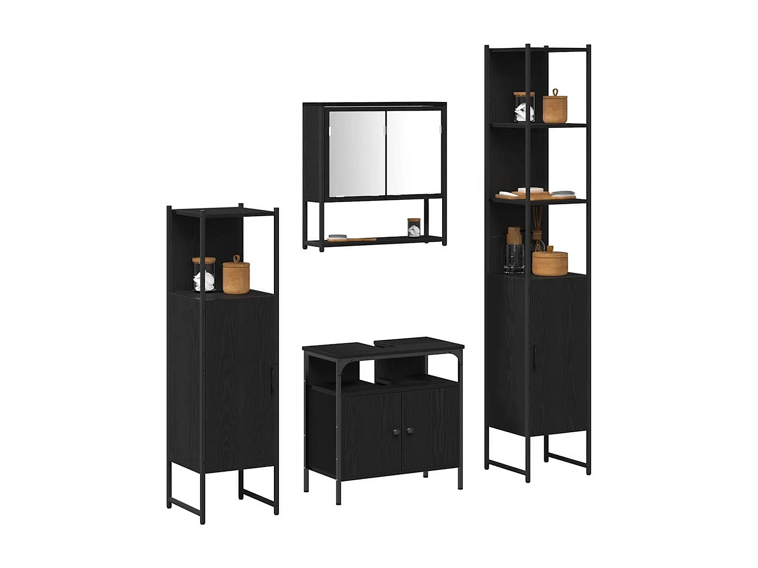 Conjunto de muebles de baño de 4 piezas Roble Negro