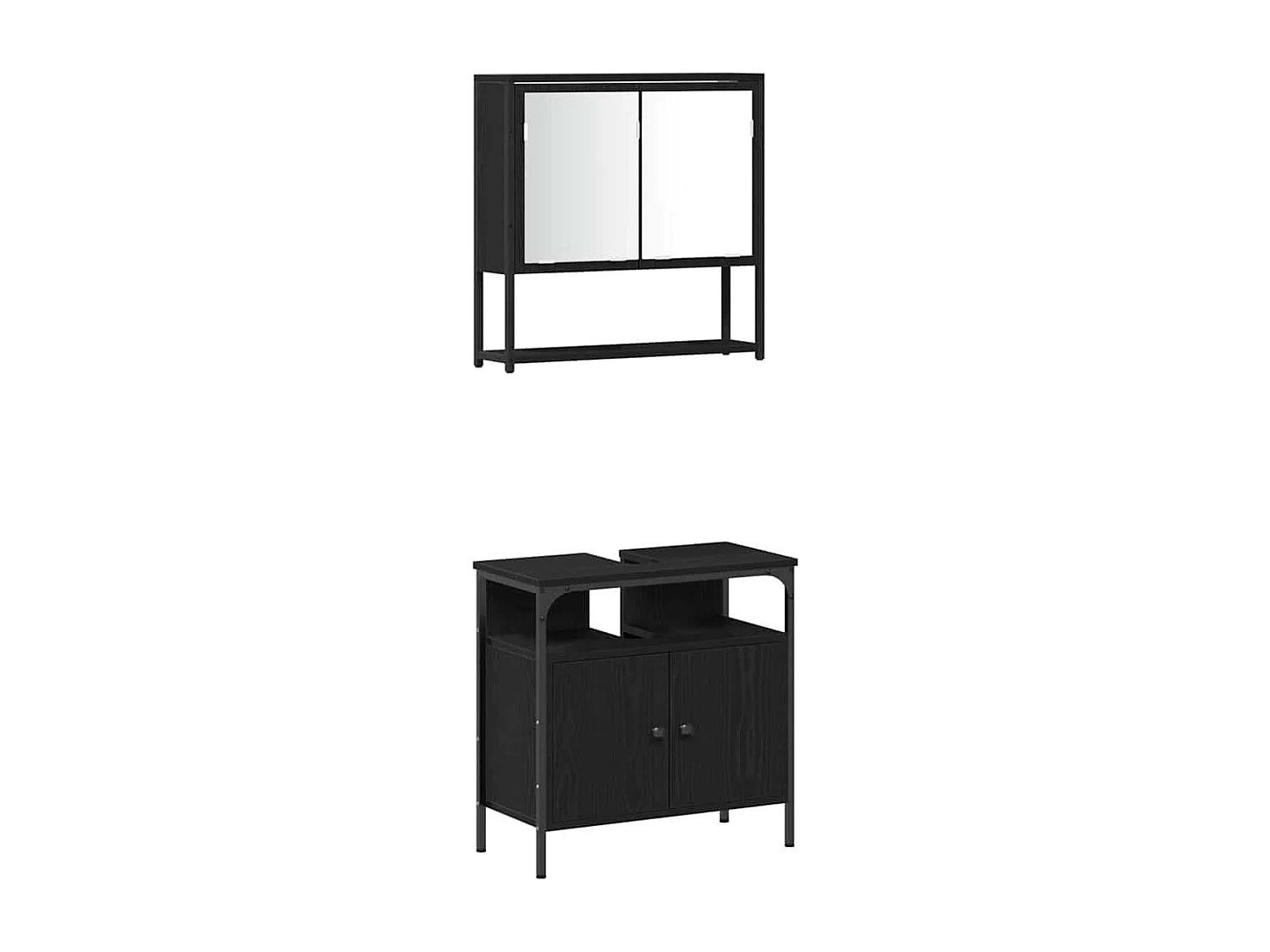 Conjunto de muebles de baño de 4 piezas Roble Negro
