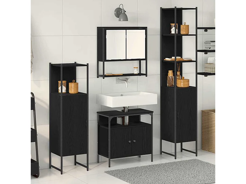 Conjunto de muebles de baño de 4 piezas Roble Negro