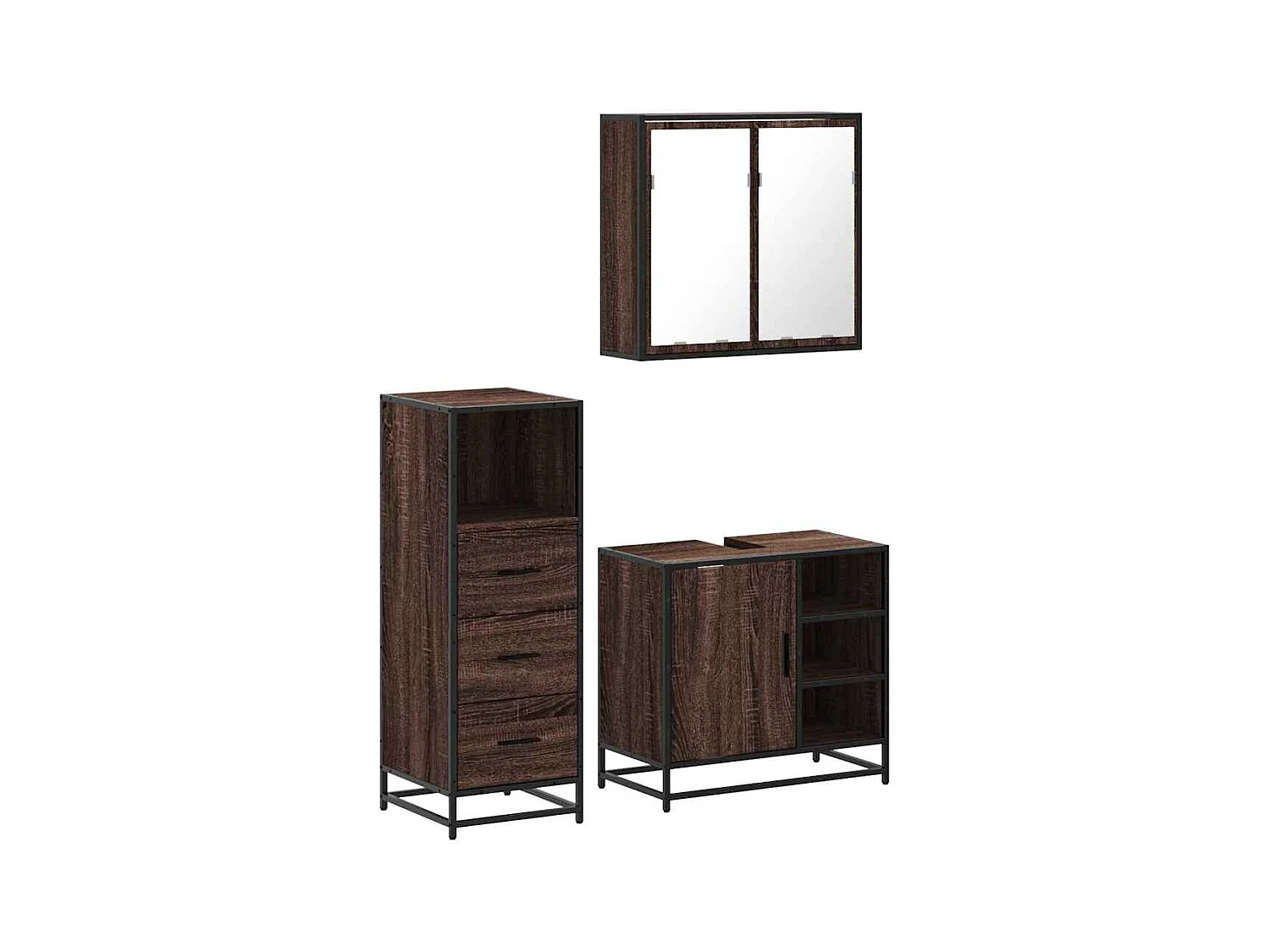 Ensemble de meubles de salle de bain 3 pcs Chêne marron