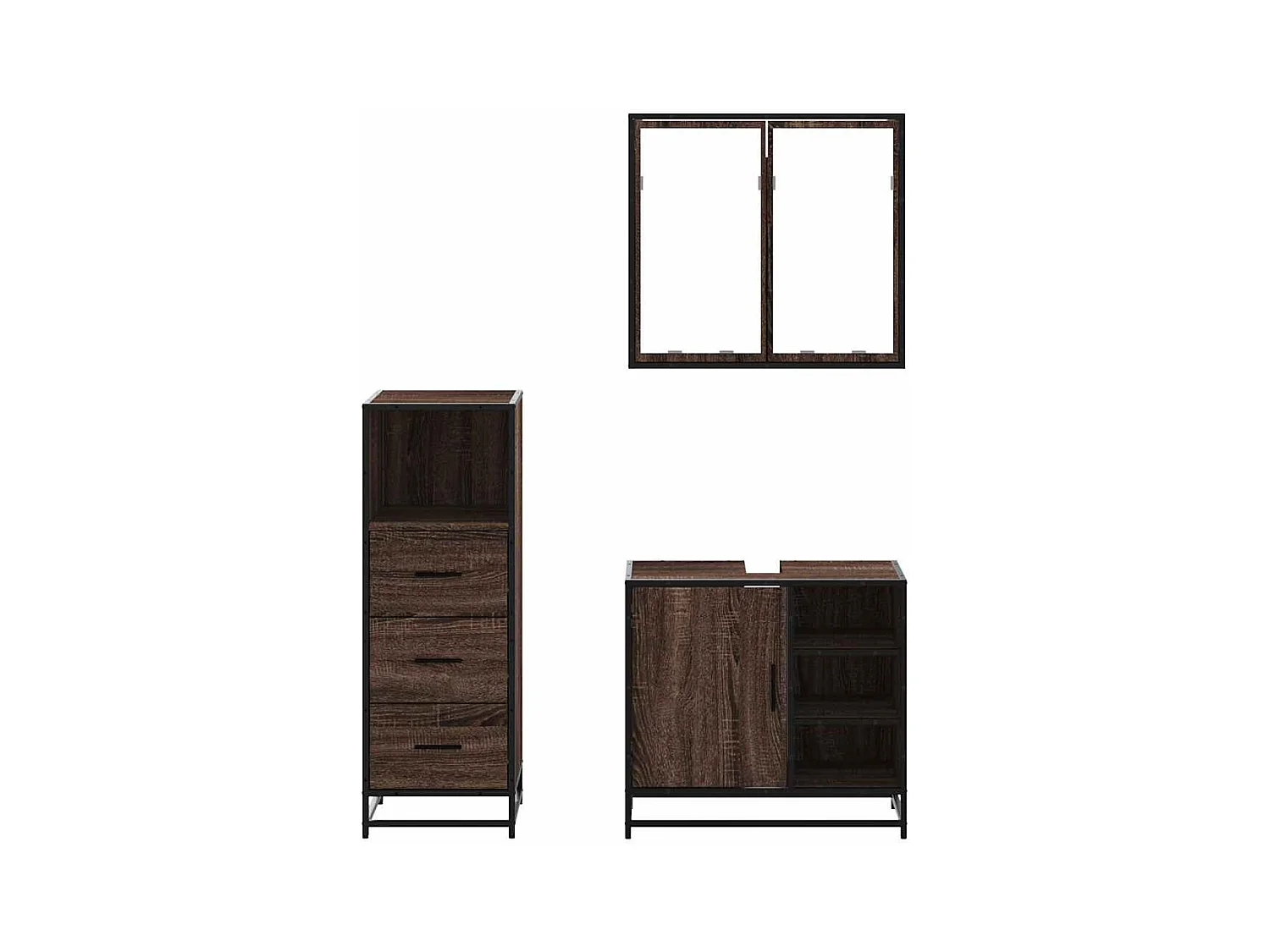 Ensemble de meubles de salle de bain 3 pcs Chêne marron