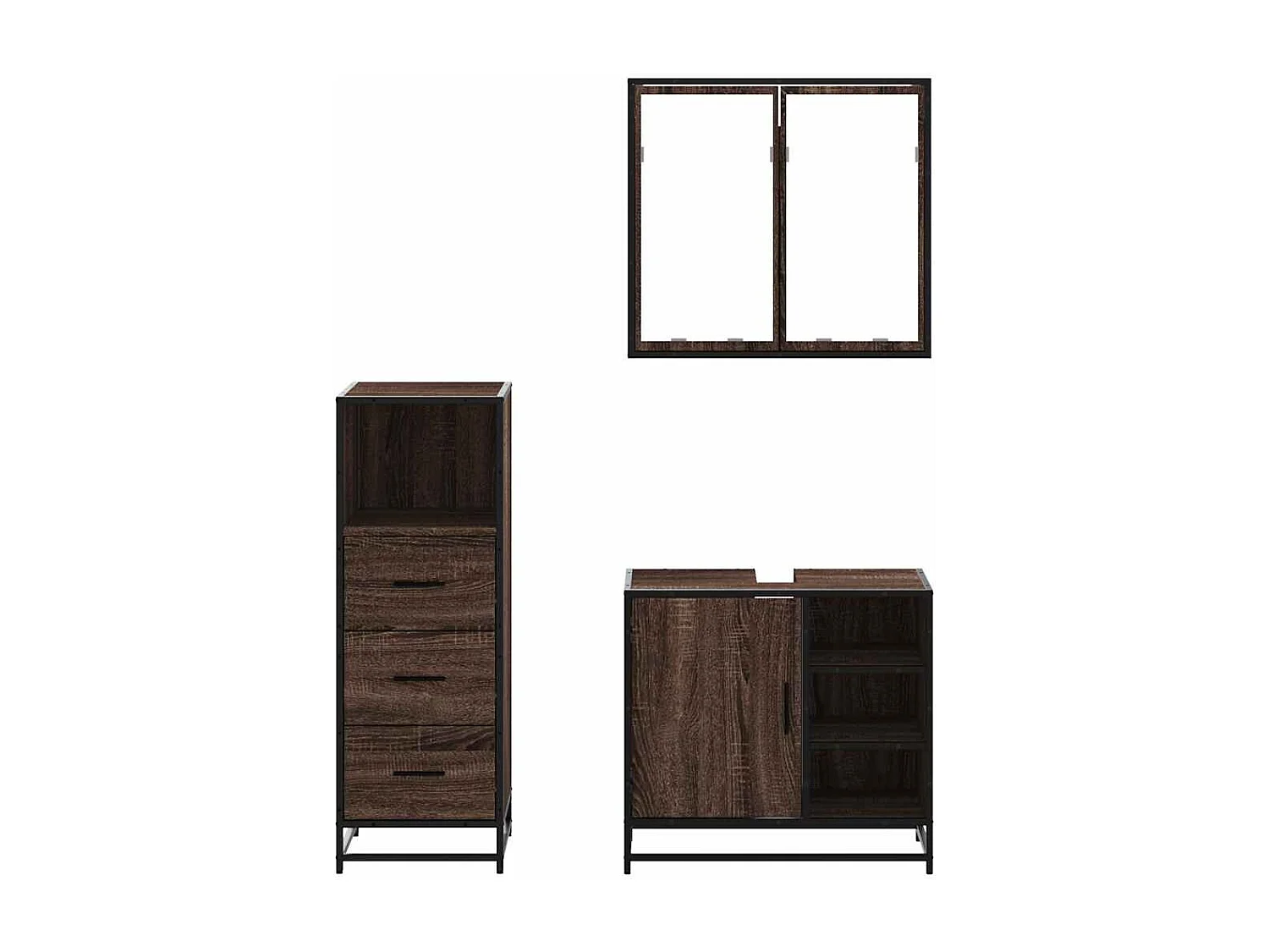 3-delige badkamermeubelset Bruin eiken