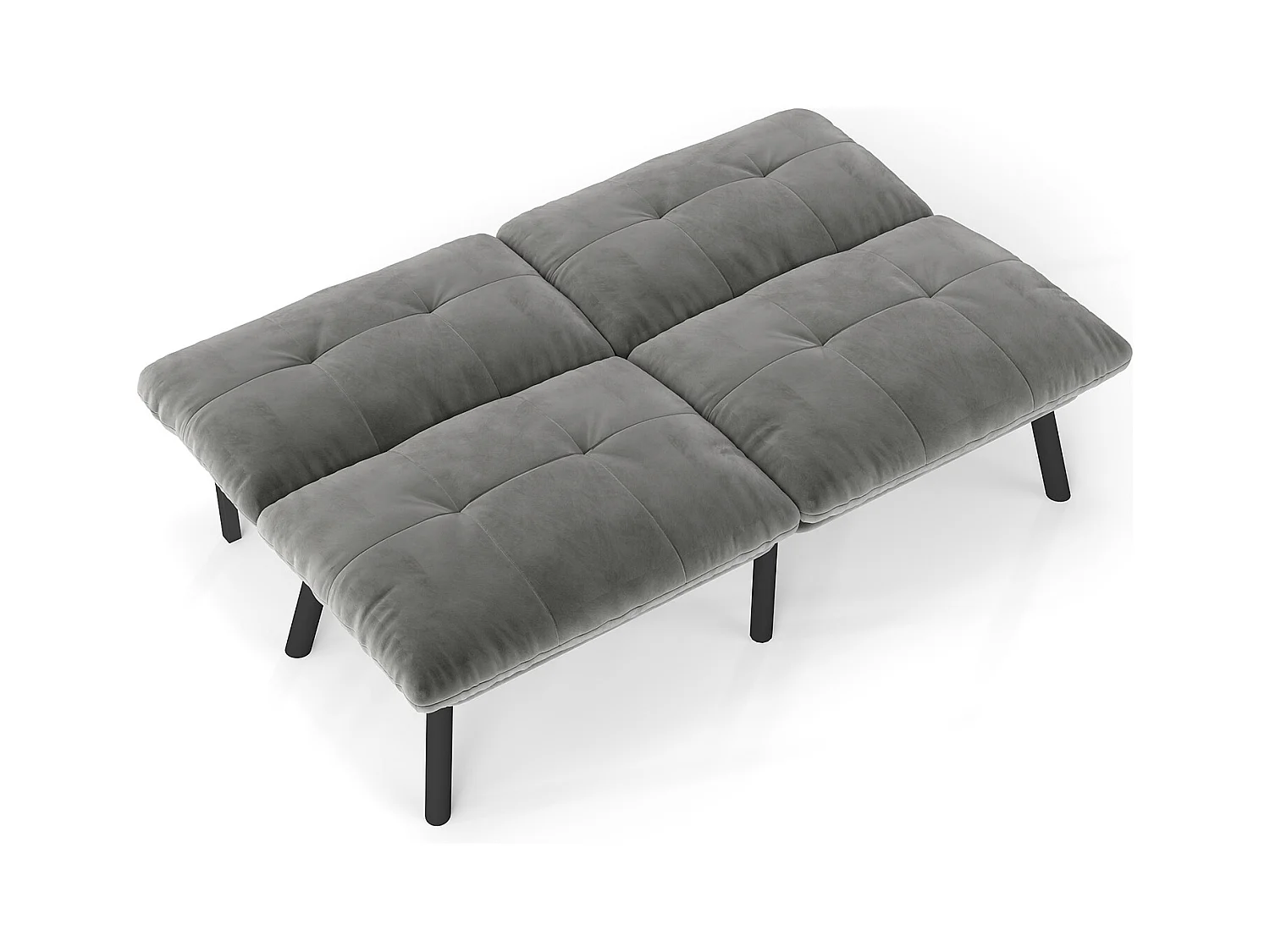 Canapé-lit 2 places convertible, design moderne, velours et métal, gris (160x81x78 cm)