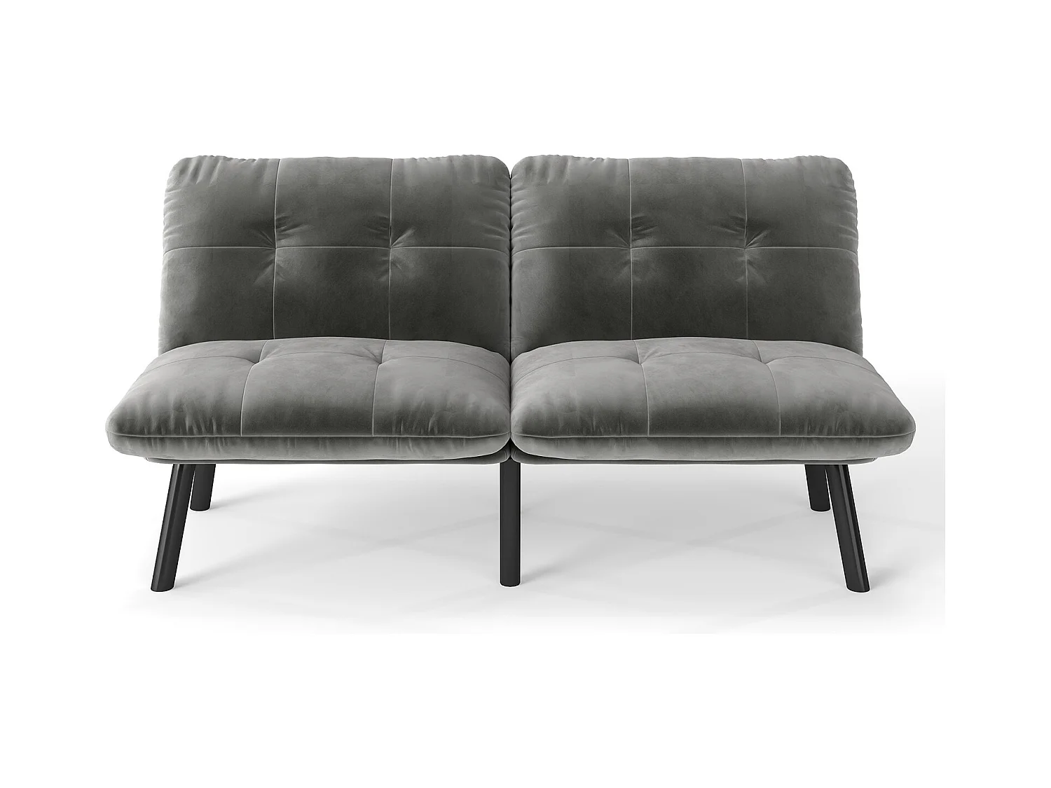 Canapé-lit 2 places convertible, design moderne, velours et métal, gris (160x81x78 cm)