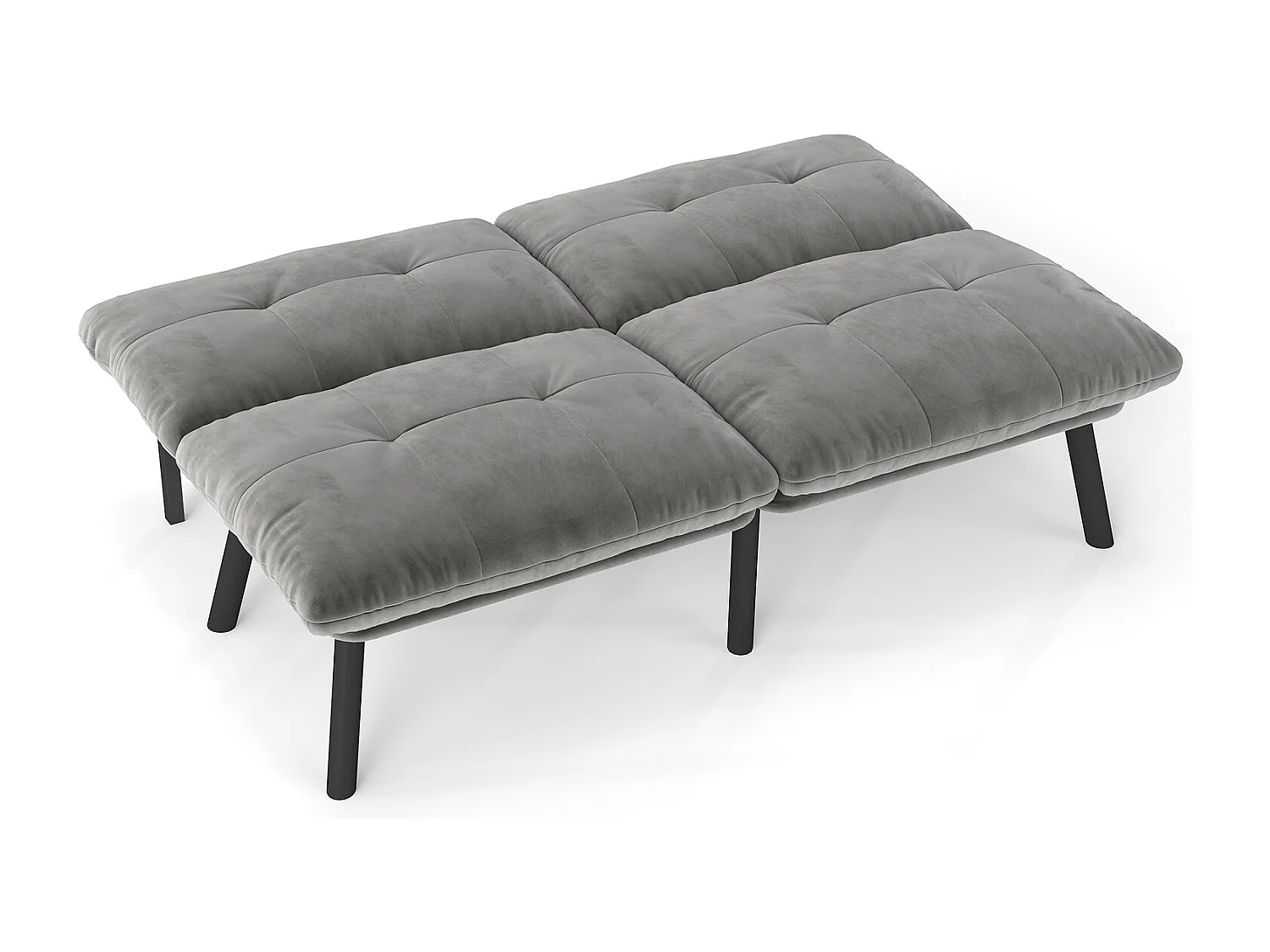 Canapé-lit 2 places convertible, design moderne, velours et métal, gris (160x81x78 cm)