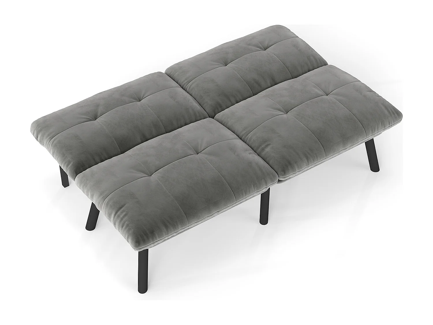 Canapé-lit 2 places convertible, design moderne, velours et métal, gris (160x81x78 cm)