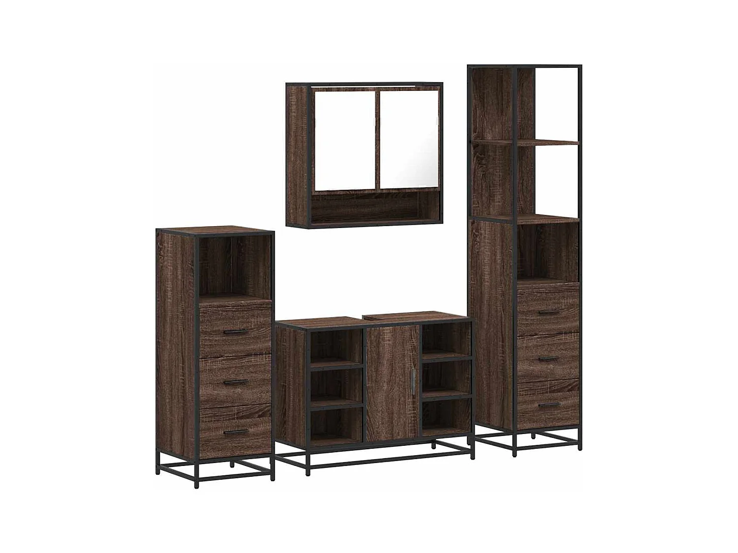 Ensemble de meubles de salle de bain 4 pcs chêne marron