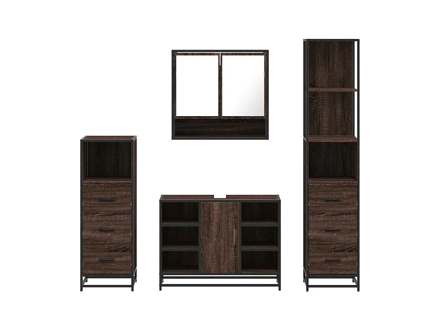 Ensemble de meubles de salle de bain 4 pcs chêne marron