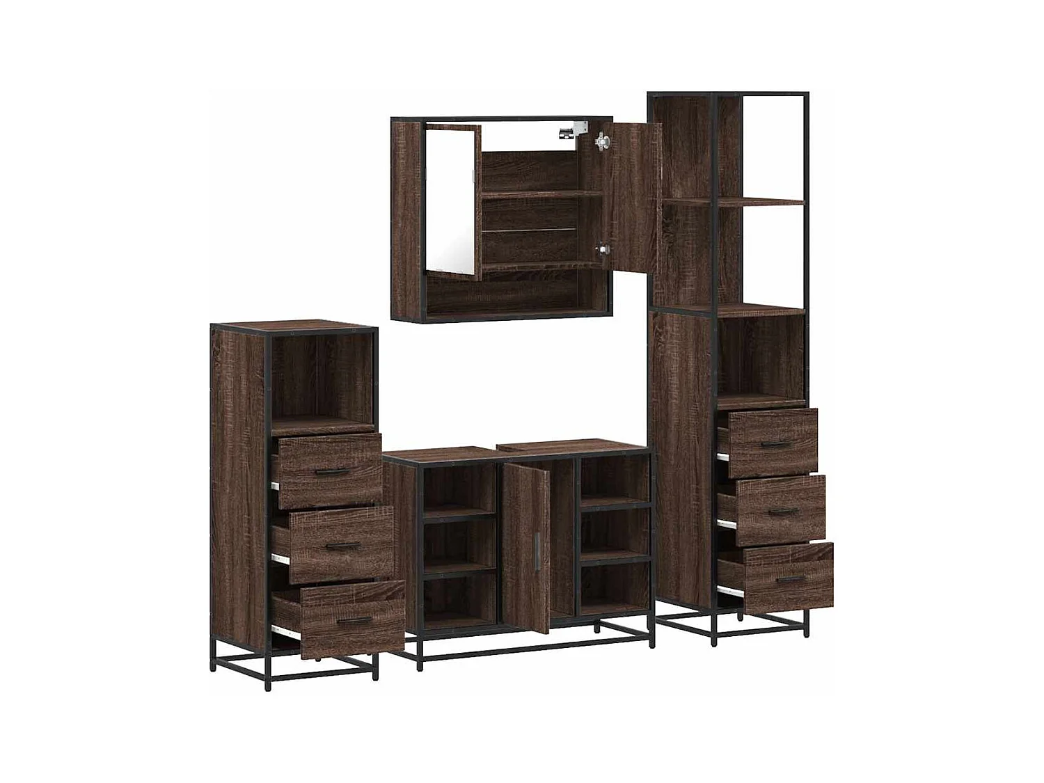 Ensemble de meubles de salle de bain 4 pcs chêne marron