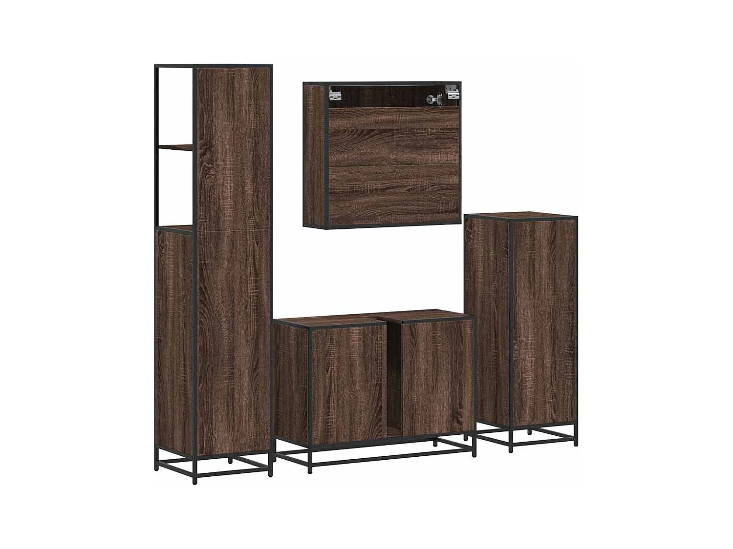 Ensemble de meubles de salle de bain 4 pcs chêne marron