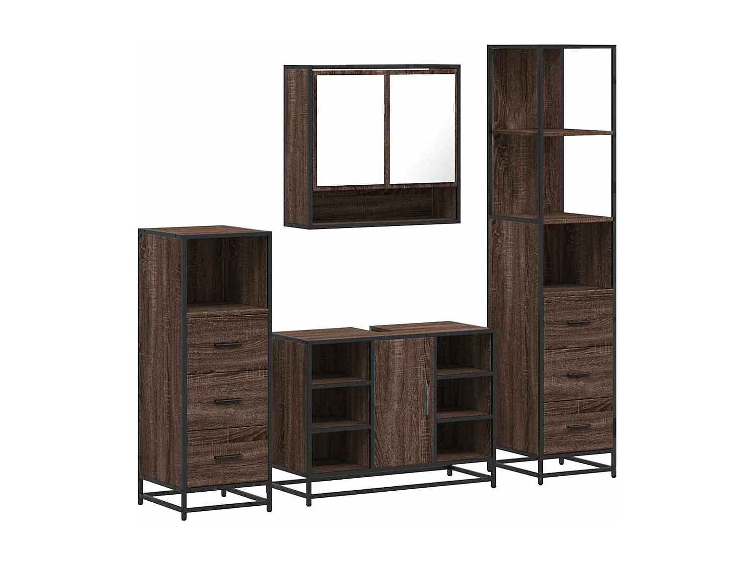 Ensemble de meubles de salle de bain 4 pcs chêne marron