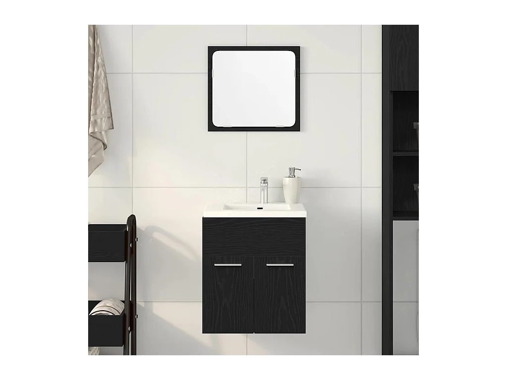 Ensemble de meubles salle de bain 2 pcs chêne noir
