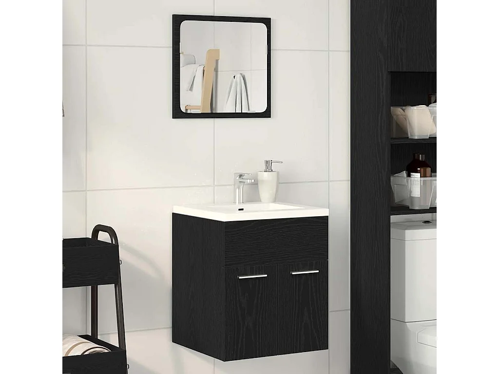 Ensemble de meubles salle de bain 2 pcs chêne noir