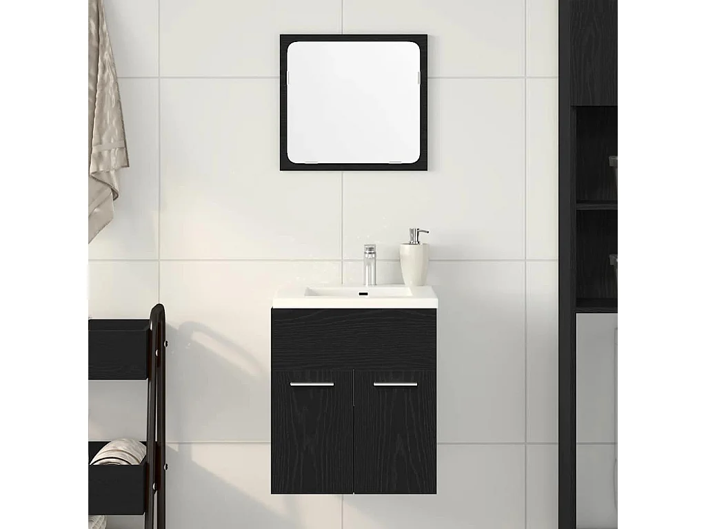 Ensemble de meubles salle de bain 2 pcs chêne noir