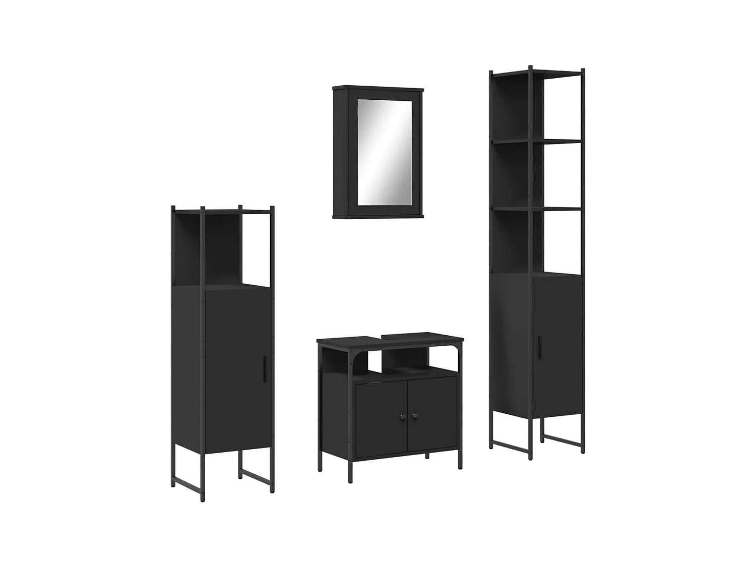 Ensemble de meubles salle de bain 4 pcs noir bois d'ingénierie