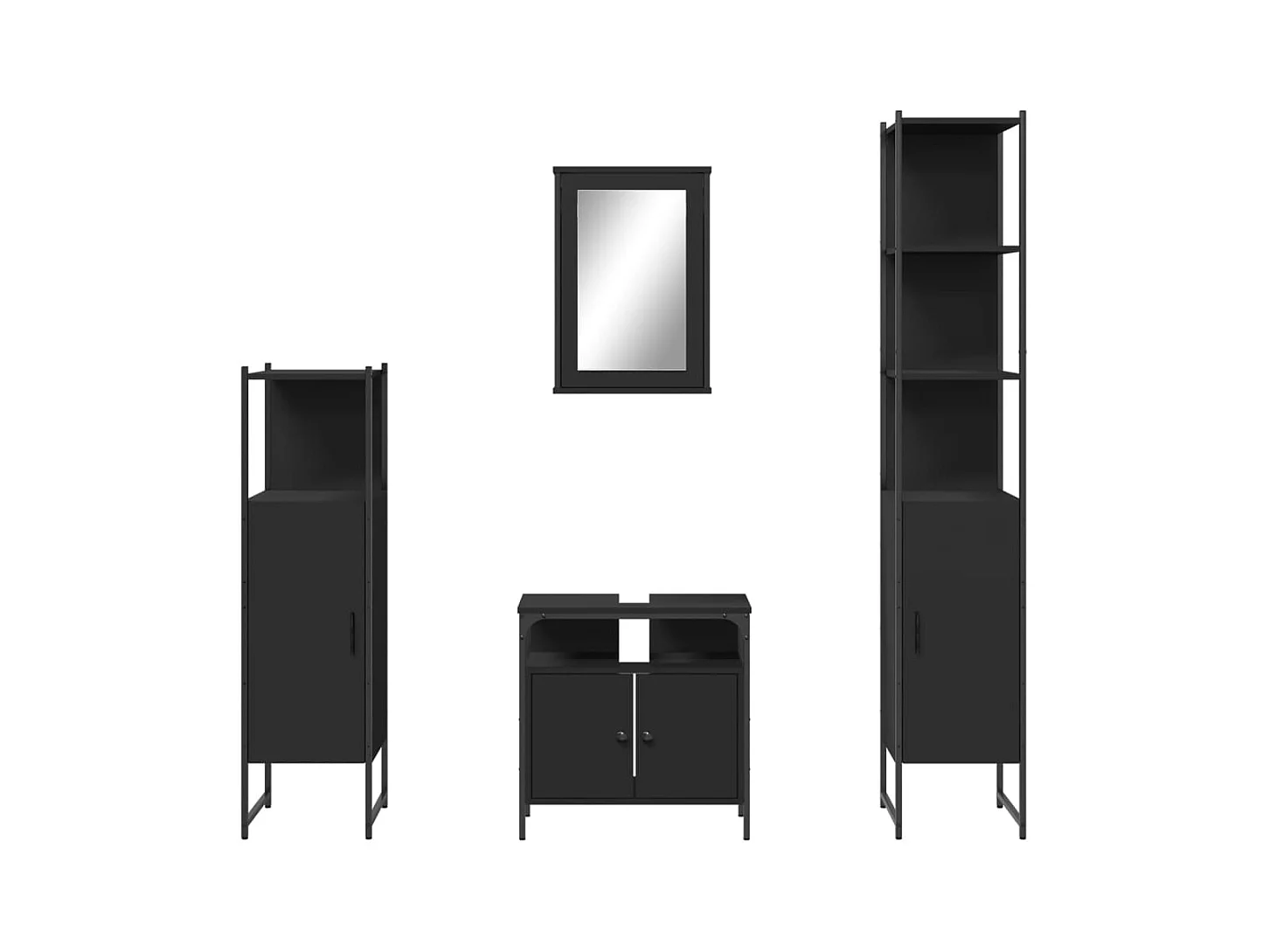 Ensemble de meubles salle de bain 4 pcs noir bois d'ingénierie