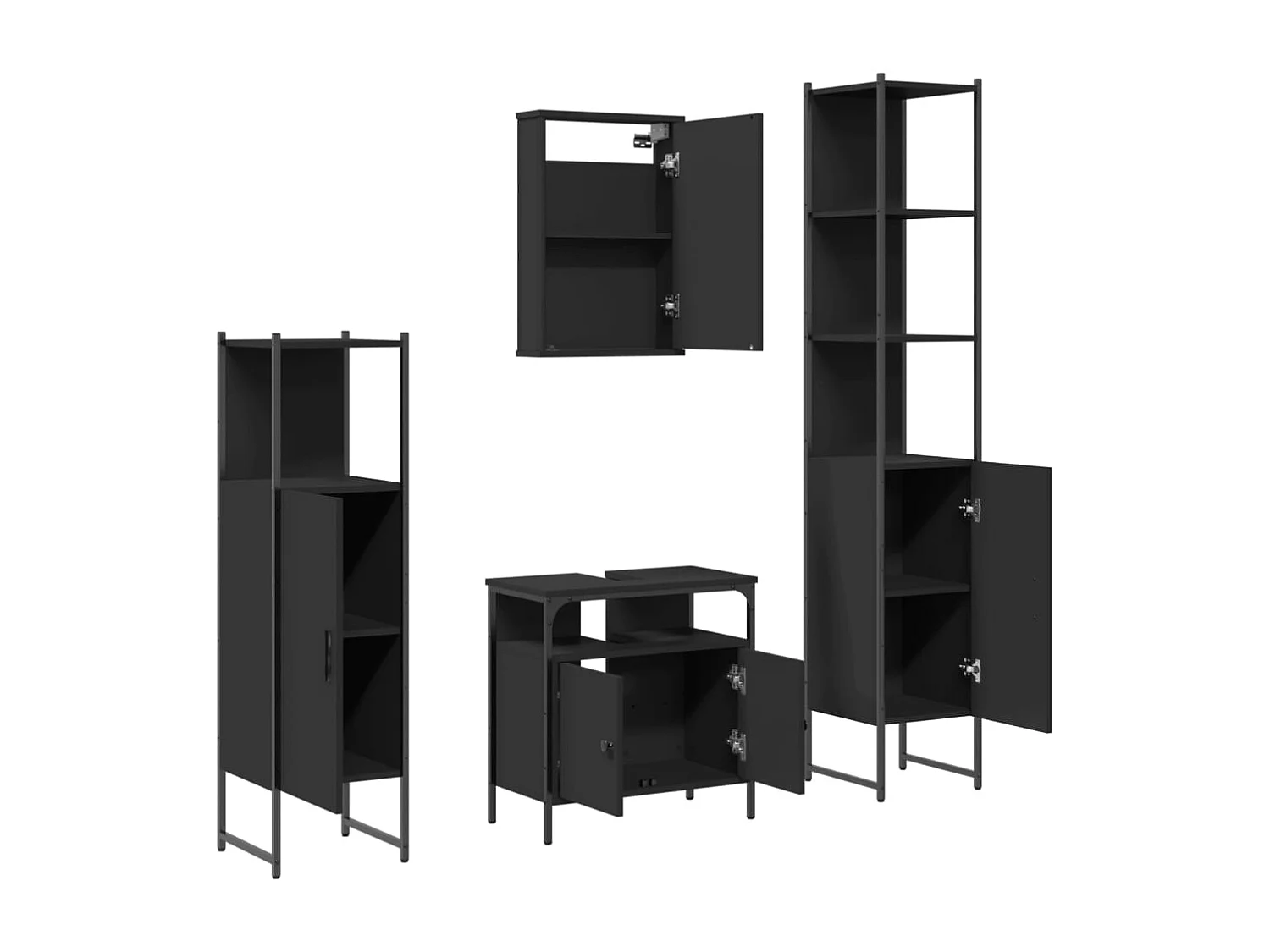 Ensemble de meubles salle de bain 4 pcs noir bois d'ingénierie