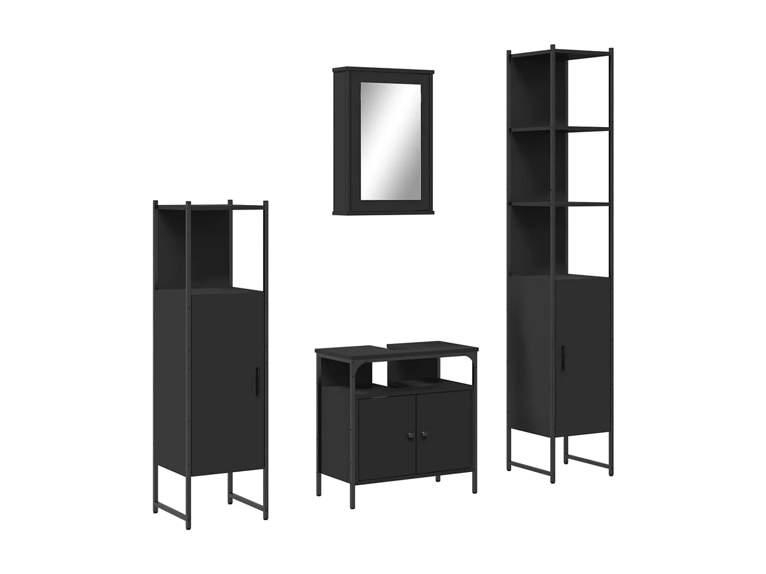 Ensemble de meubles salle de bain 4 pcs noir bois d'ingénierie