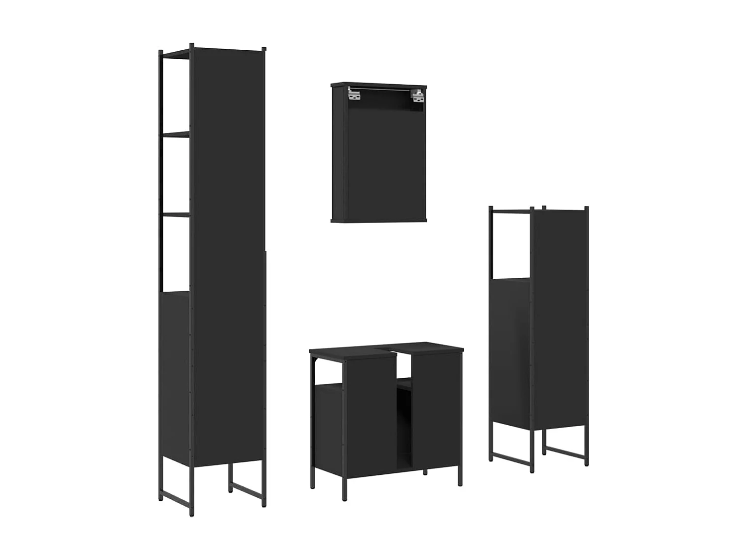 Ensemble de meubles salle de bain 4 pcs noir bois d'ingénierie