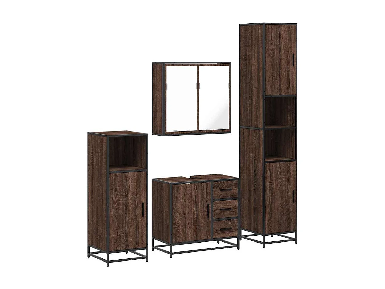 Ensemble de meubles de salle de bain 4 pcs chêne marron