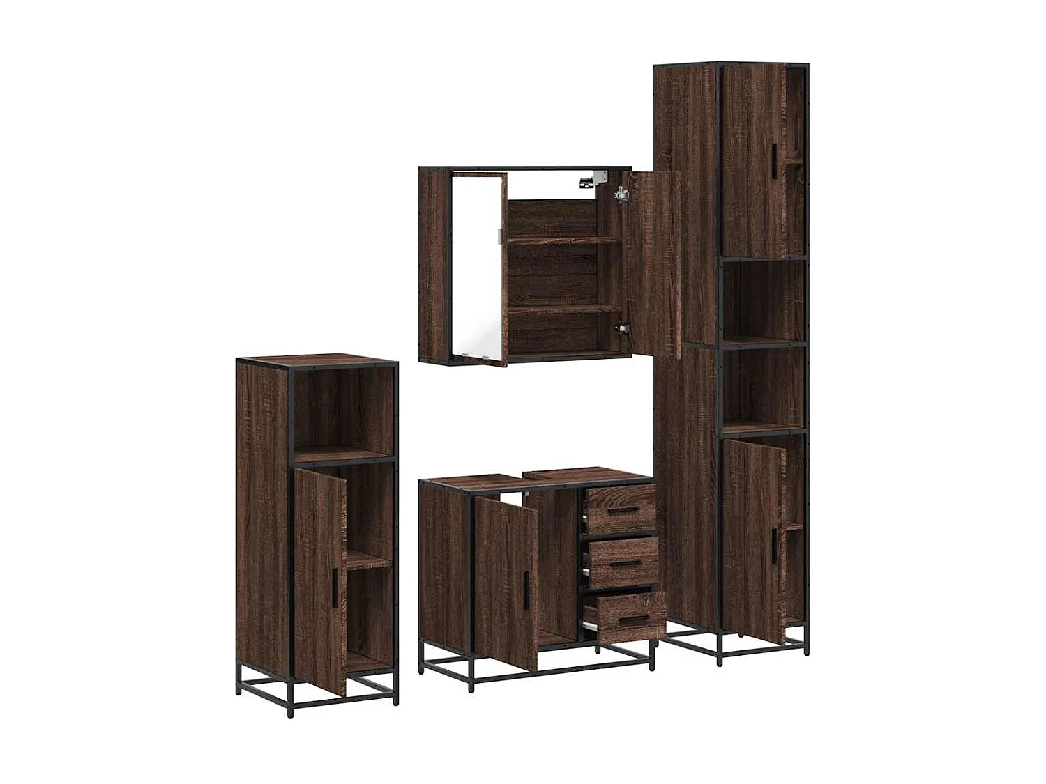 Ensemble de meubles de salle de bain 4 pcs chêne marron