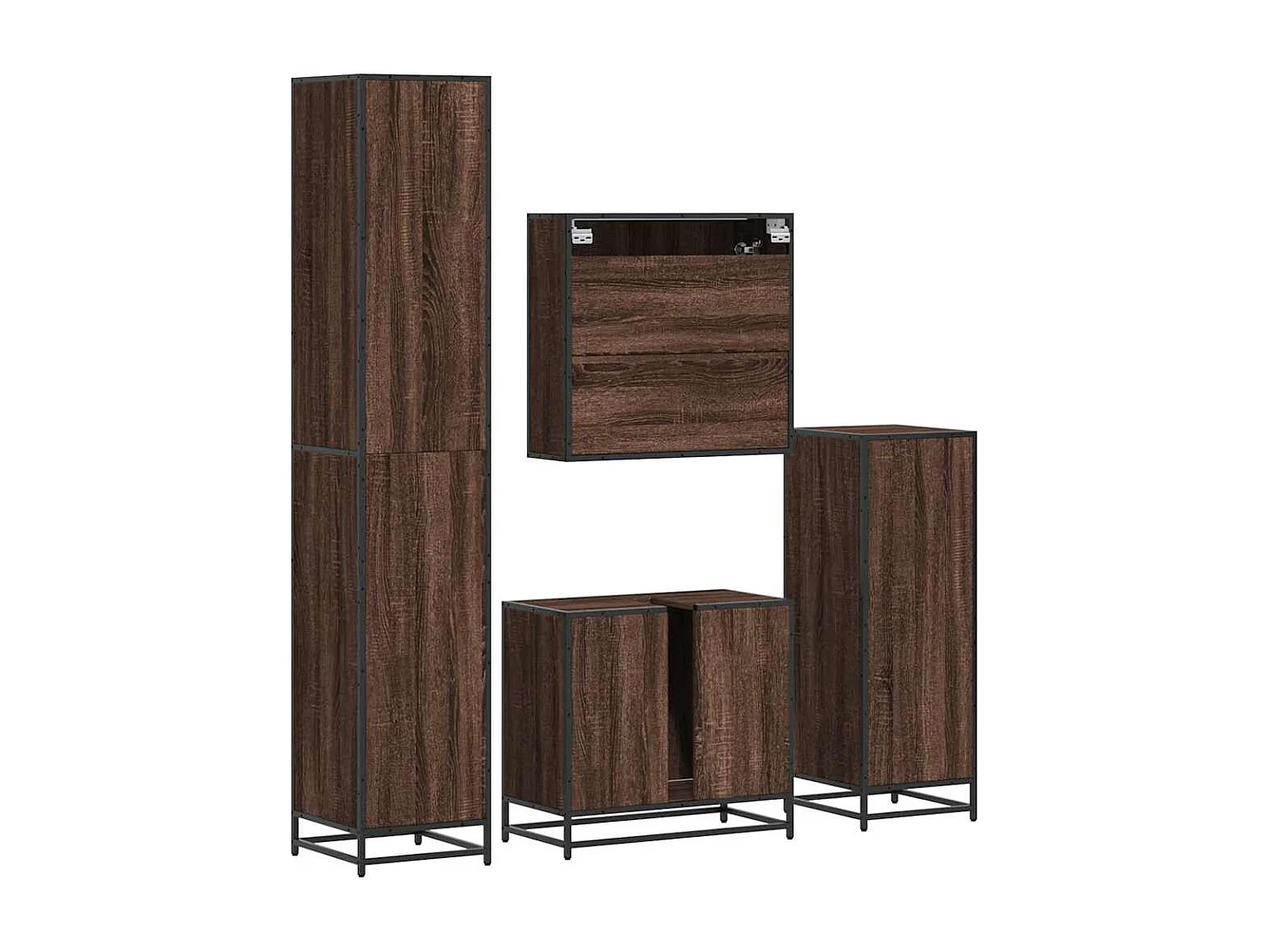 Ensemble de meubles de salle de bain 4 pcs chêne marron