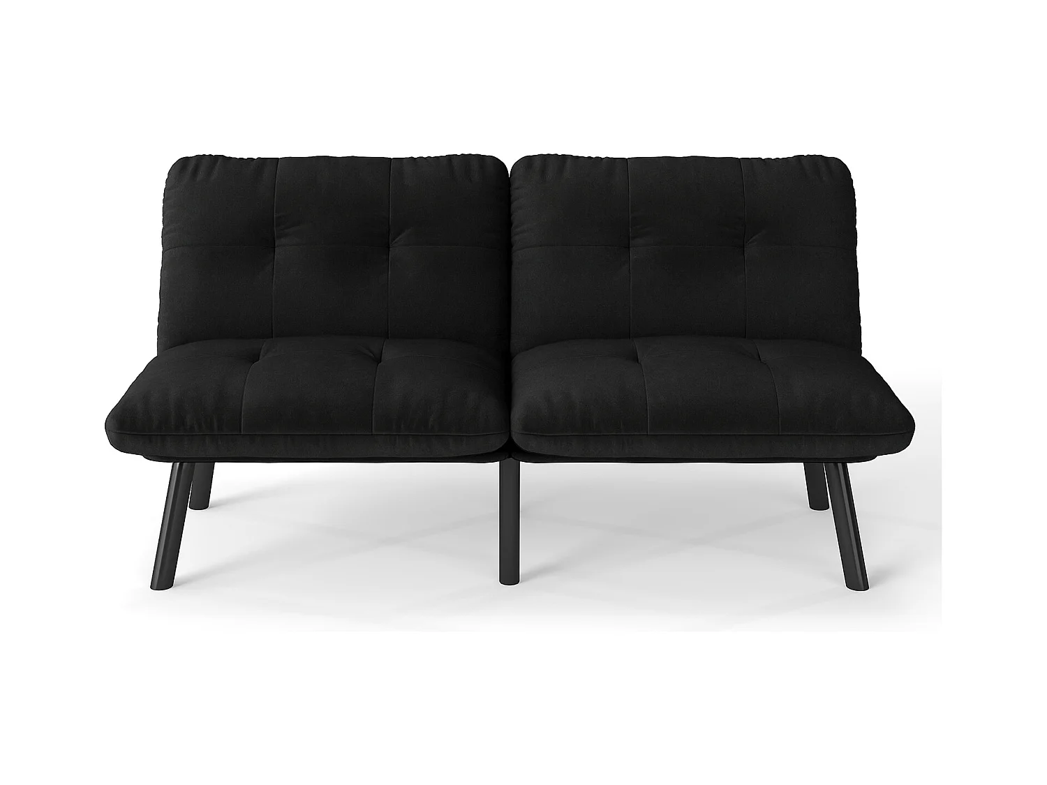 2-zits slaapbank, modern design, fluweel en metaal, zwart (160x81x78 cm)