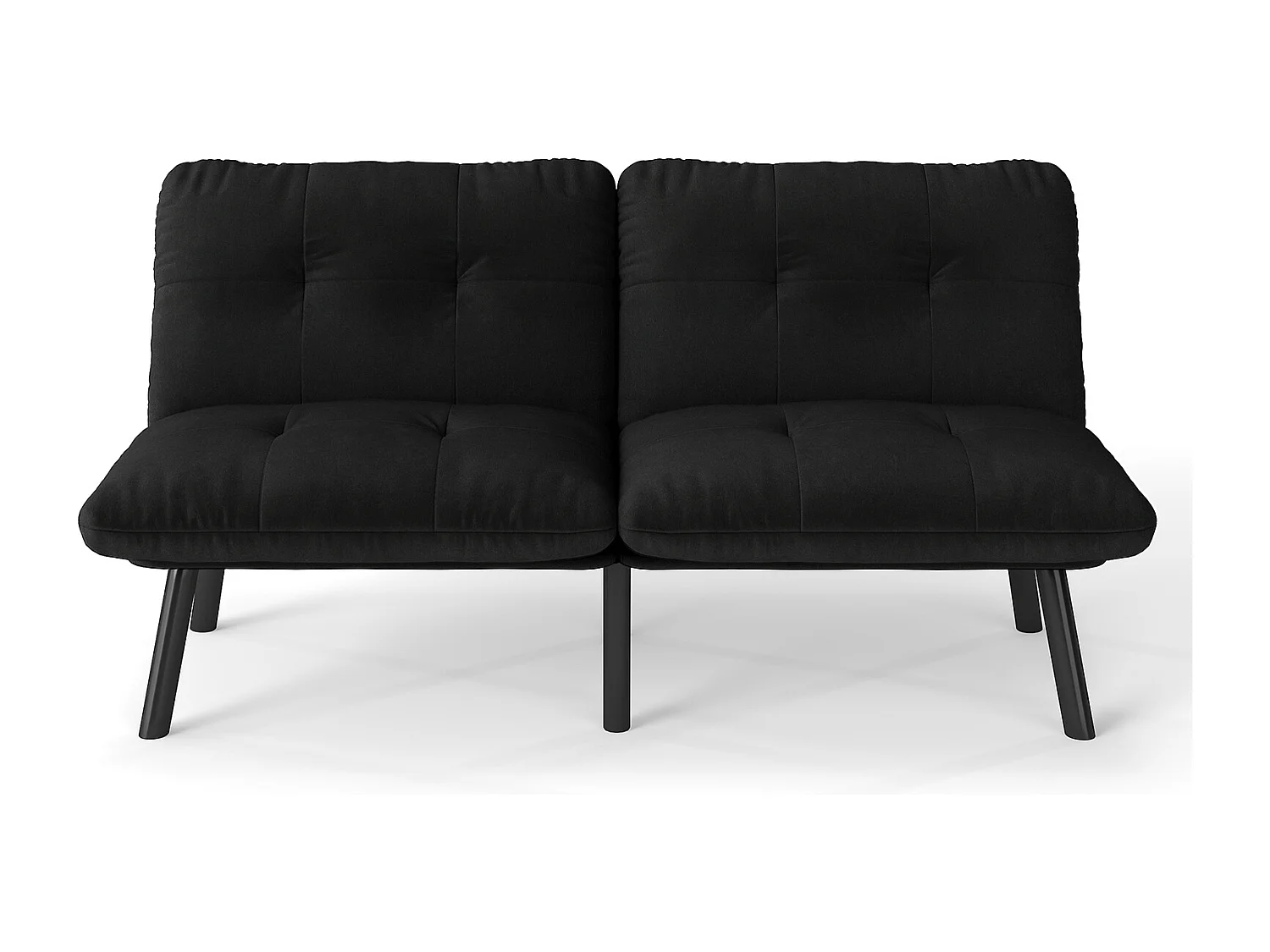 Canapé-lit 2 places convertible, design moderne, velours et métal, noir (160x81x78 cm)