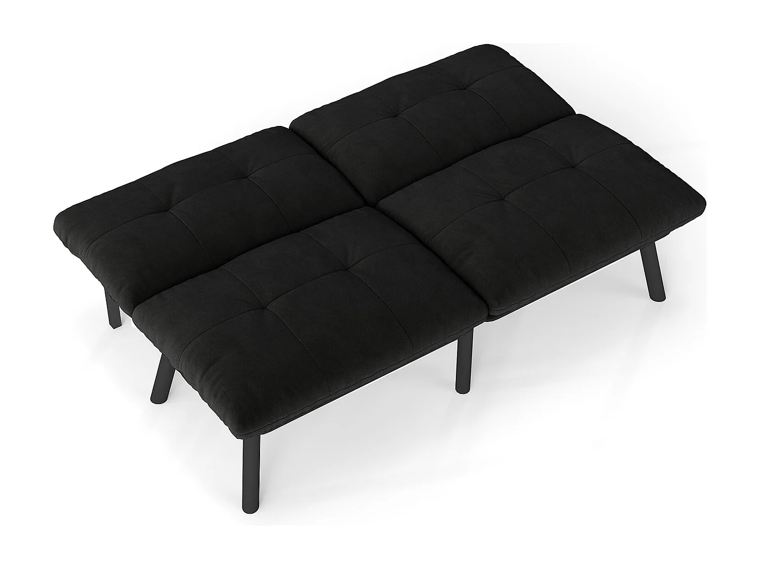 Canapé-lit 2 places convertible, design moderne, velours et métal, noir (160x81x78 cm)