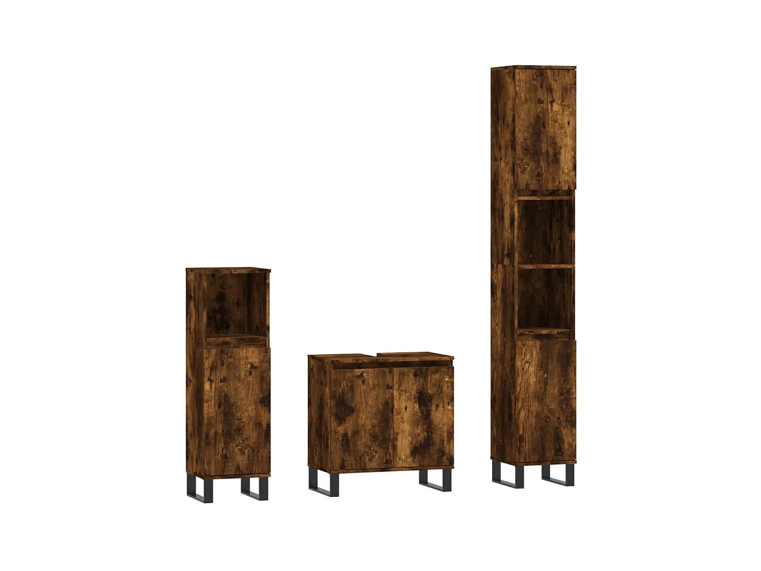 Ensemble d'armoires de salle de bain 3 pcs chêne fumé