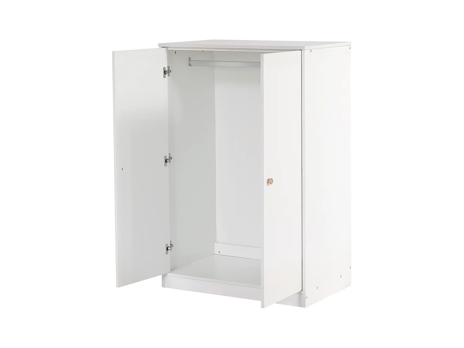 Armoire 2 portes avec barre à vêtements, design compact, MDF, blanc (80x50x120cm)