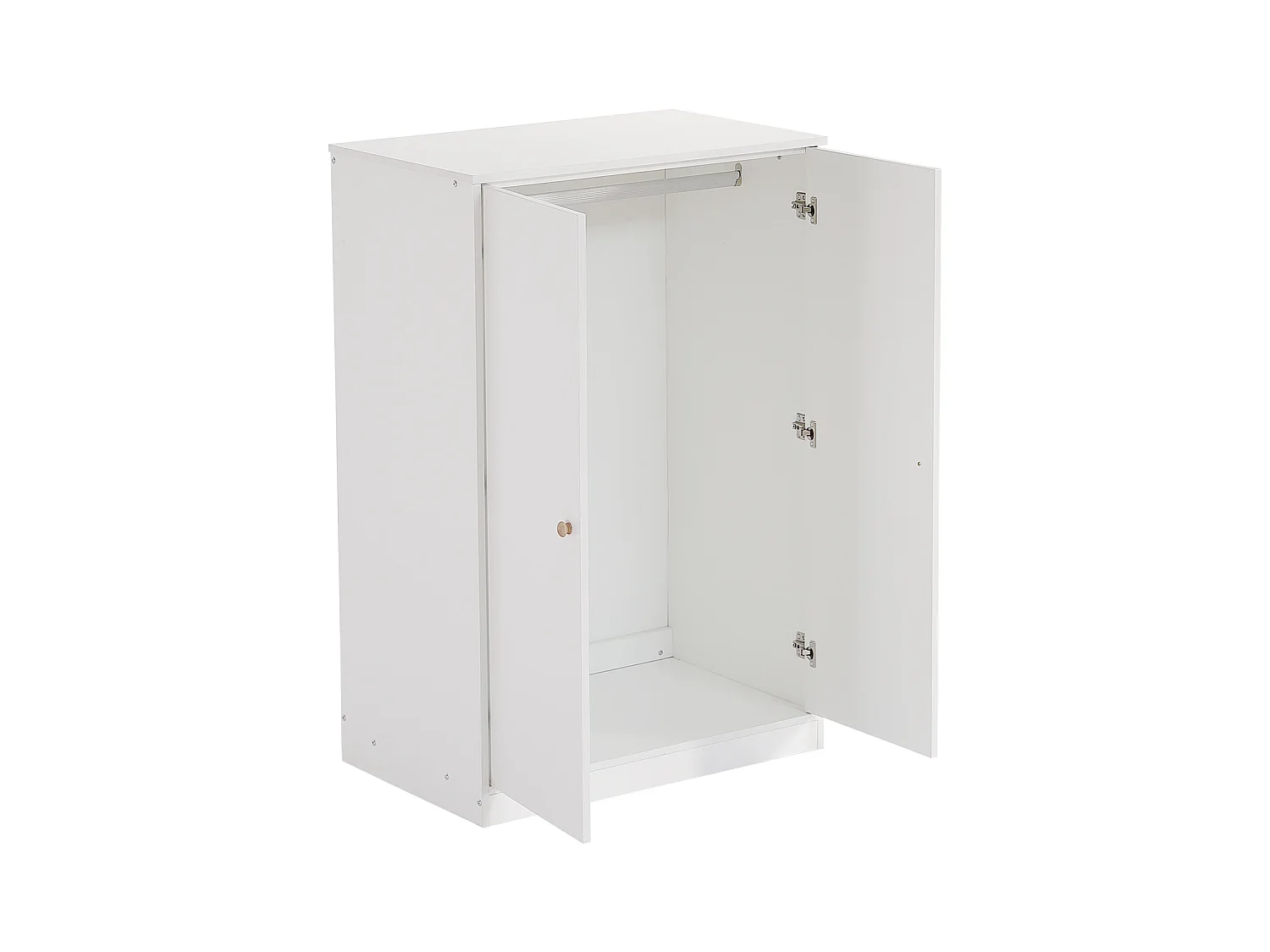 Armario de 2 puertas con barra para ropa, diseño compacto, MDF, blanco (80x50x120cm)