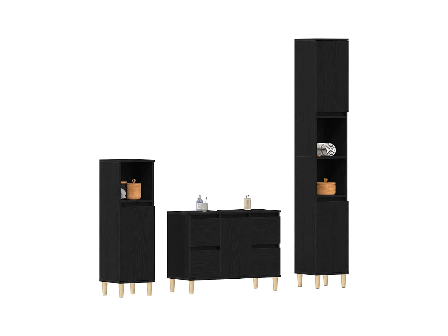 Badkamermeubelset met lade 3-delig zwart