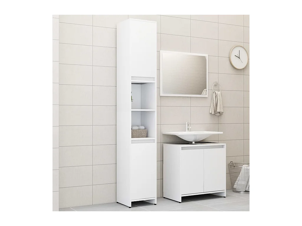 Ensemble de meubles de bain 3 pcs Blanc Bois d'ingénierie