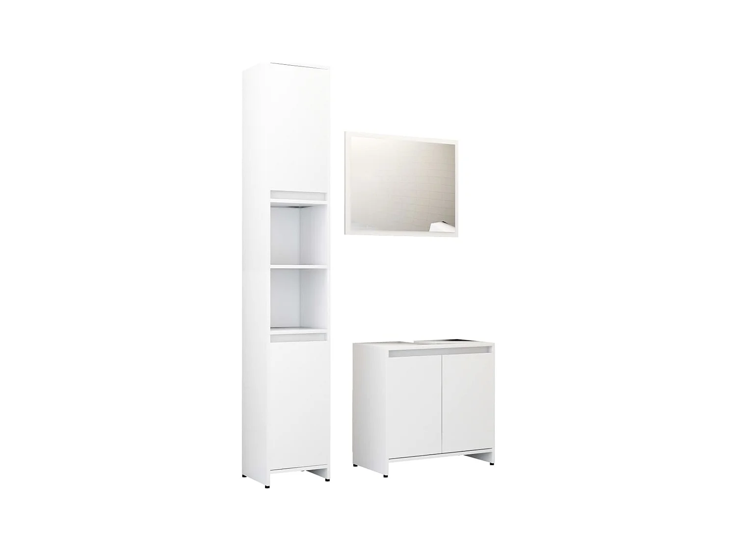 Ensemble de meubles de bain 3 pcs Blanc Bois d'ingénierie