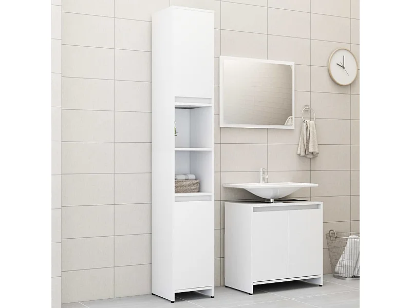 Set di mobili da bagno 3 pezzi, bianco, legno ingegnerizzato