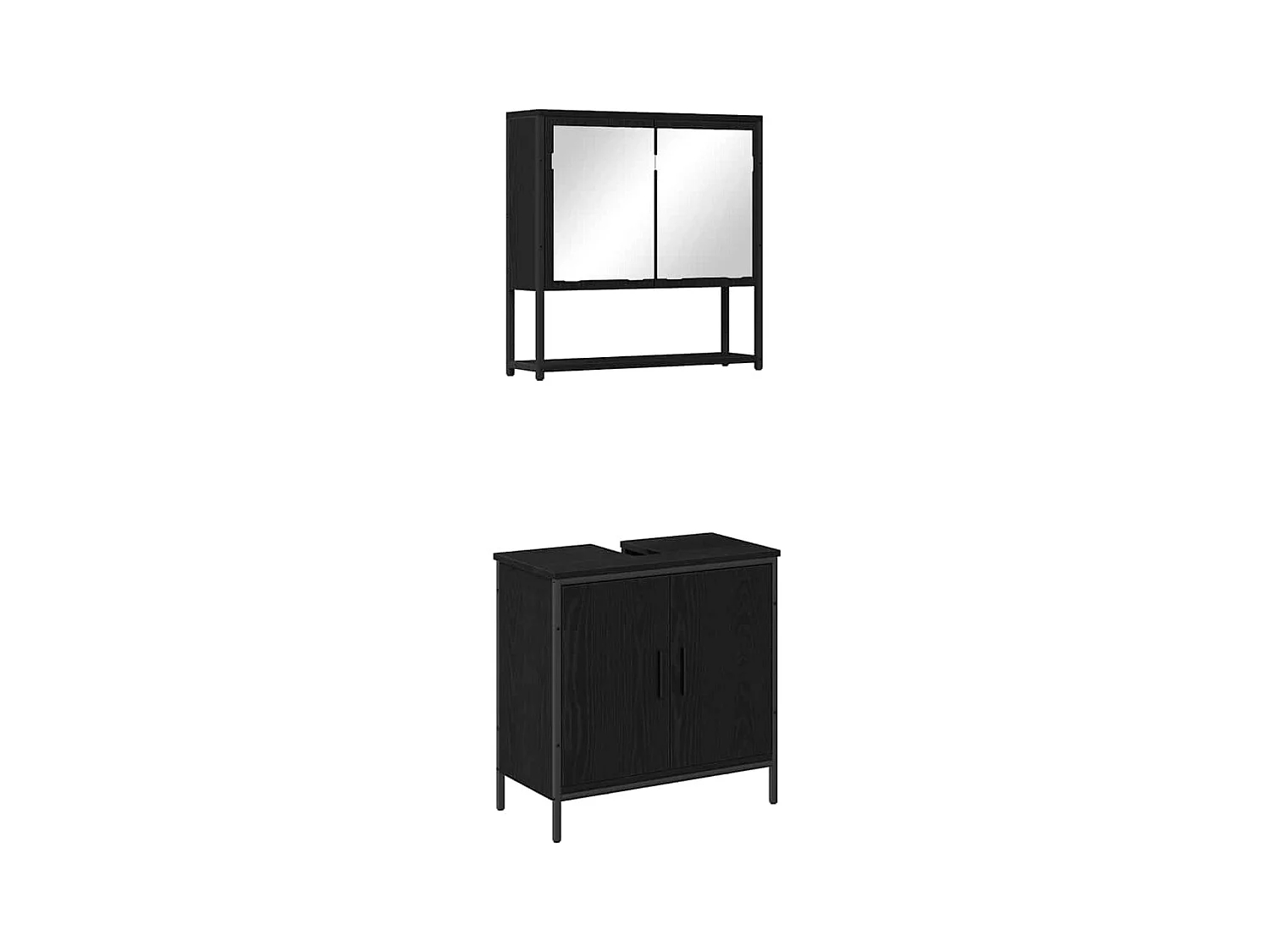 Ensemble de mobilier de salle de bain avec stockage 2 pcs Noir