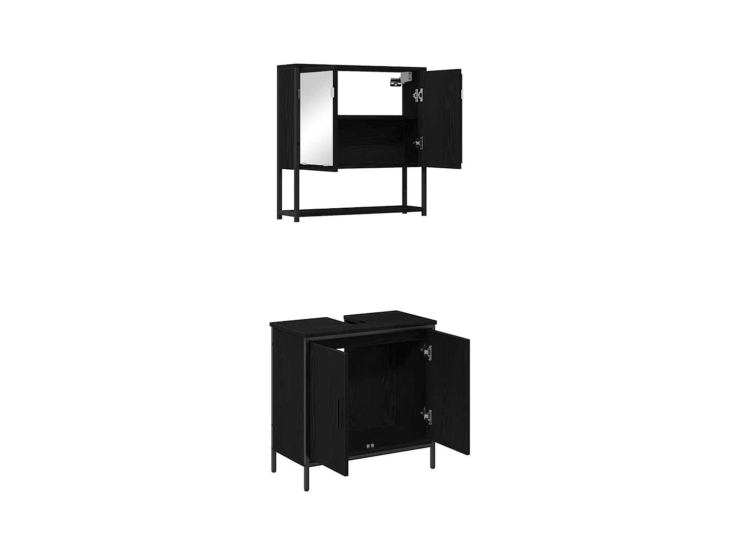 Ensemble de mobilier de salle de bain avec stockage 2 pcs Noir